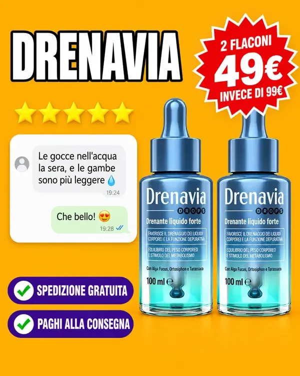 Drenavia 2 flaconi: spedizione gratuita, paghi alla consegna