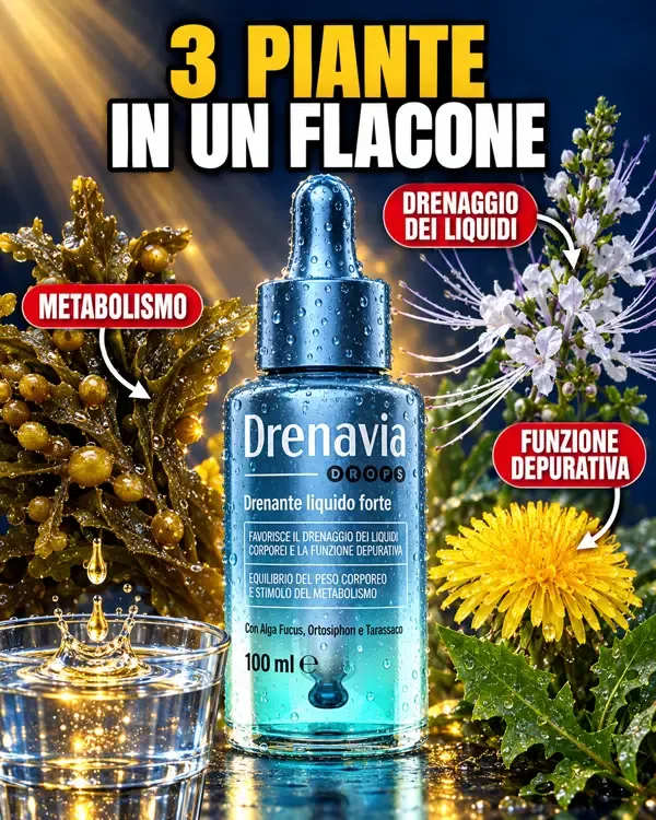 3 piante in un flacone: drenaggio dei liquidi, funzione depurativa e metabolismo con ortosiphon, tarassaco e alga fucus