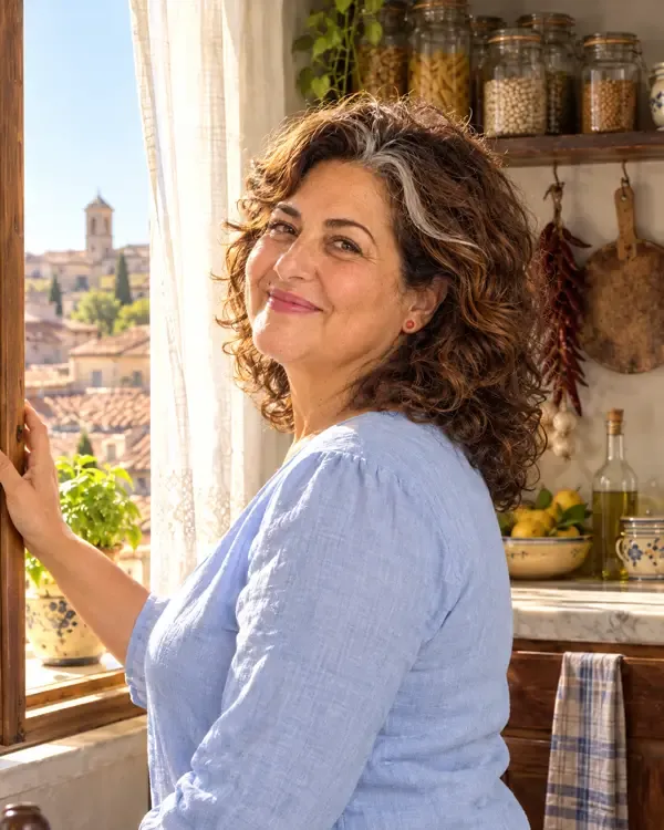 Zia Rossana apre la finestra al mattino, serena